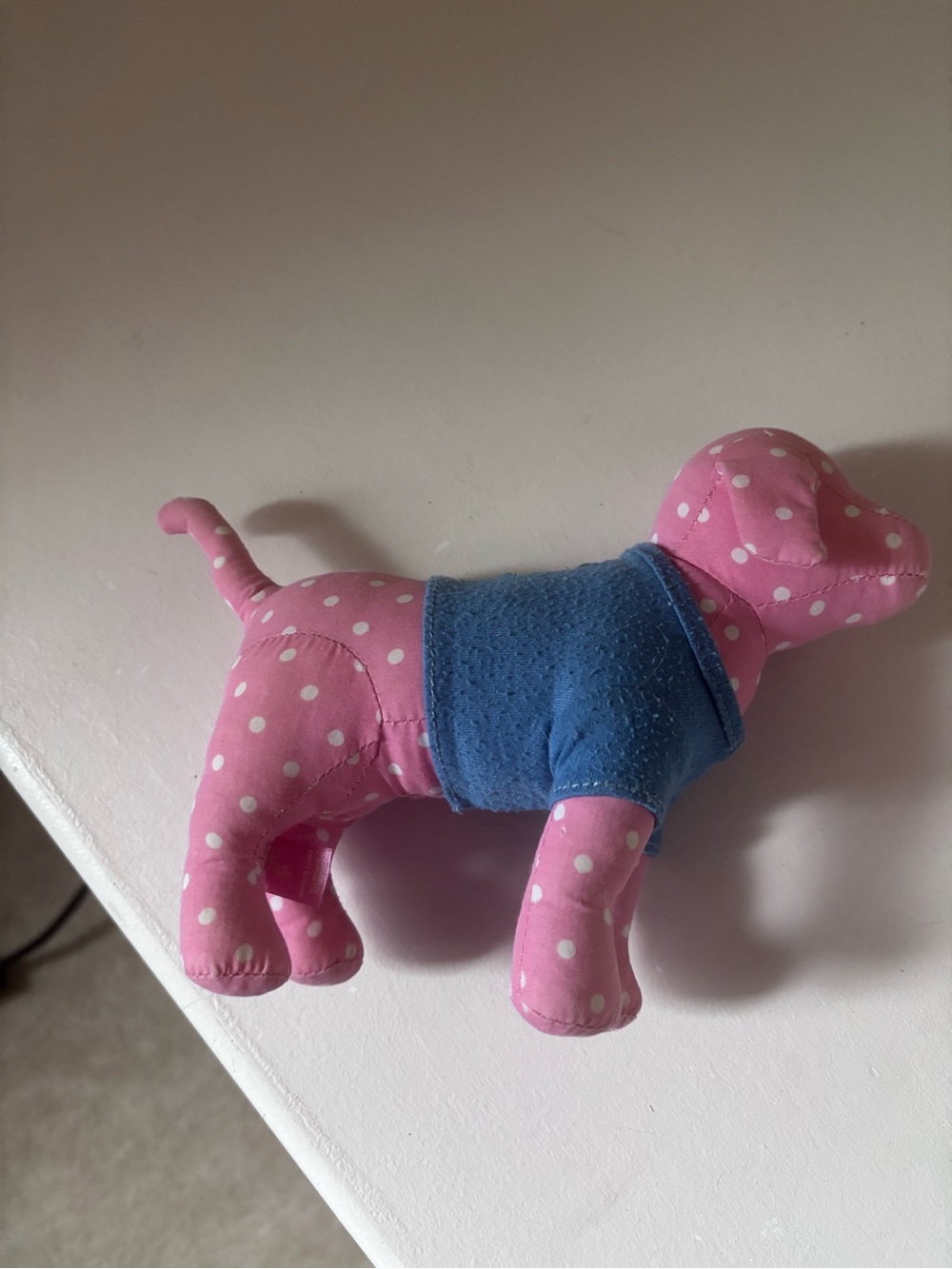 Victoria’s Secret Pink Polka Dot Plush Dog Toy with Blue Vest